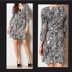 Anthropologie black and white cobra print dress